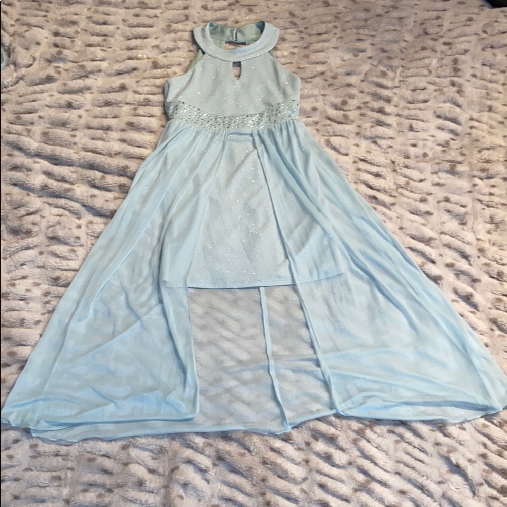 Blue Sleeveless Mock Neck Dress- girls size 12